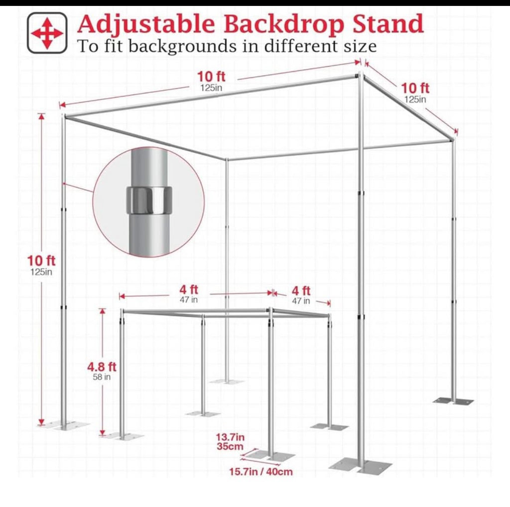 10ft Square Pipe and Drape Backdrop Stand-Rental