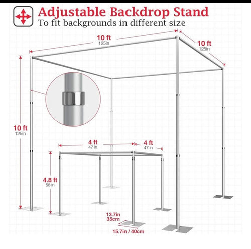 10ft Square Pipe and Drape Backdrop Stand-Rental
